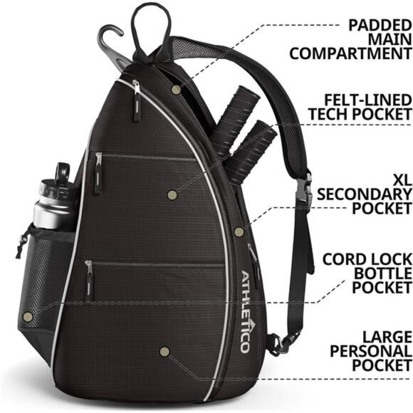 Sling Bag - Crossbody Backpack for Pickleball, Tennis, Racketball, and Travel - Picture 2 of 7